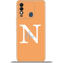 Cupcase Tecno Spark 8t Kılıf Silikon Esnek Kamera Koruma Kişiye Özel Isim Harf Zao Turuncu - N