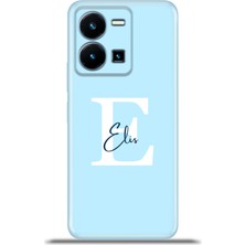 Cupcase Vivo Y35 Kılıf Silikon Esnek Kamera Koruma Kişiye Özel Isim Harf Zao Mavi - E