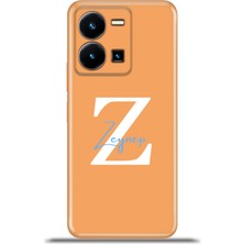 Cupcase Vivo Y35 Kılıf Silikon Esnek Kamera Koruma Kişiye Özel Isim Harf Zao Turuncu - Z