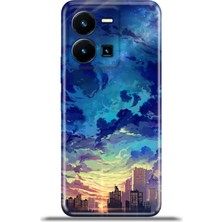 Cupcase Vivo Y35 Kılıf Esnek Silikon Kamera Koruma 4K Desenli Özel Tasarım - Cloud City