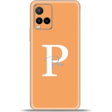 Cupcase Vivo Y21S Kılıf Silikon Esnek Kamera Koruma Kişiye Özel Isim Harf Zao Turuncu - P
