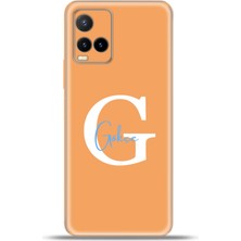 Cupcase Vivo Y21S Kılıf Silikon Esnek Kamera Koruma Kişiye Özel Isim Harf Zao Turuncu - G