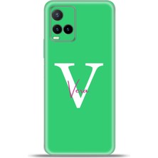 Cupcase Vivo Y33S Kılıf Silikon Esnek Kamera Koruma Kişiye Özel Isim Harf Zao Yeşil - V