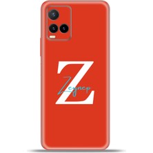 Cupcase Vivo Y21S Kılıf Silikon Esnek Kamera Koruma Kişiye Özel Isim Harf Zao Kırmızı - Z