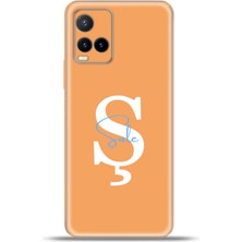 Cupcase Vivo Y21S Kılıf Silikon Esnek Kamera Koruma Kişiye Özel Isim Harf Zao Turuncu - Ş