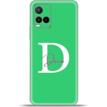 Cupcase Vivo Y33S Kılıf Silikon Esnek Kamera Koruma Kişiye Özel Isim Harf Zao Yeşil - D