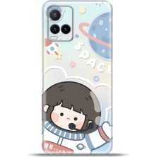 Cupcase Vivo Y21S Kılıf Esnek Silikon Kamera Koruma 4K Desenli Özel Tasarım - Uzay Görevi