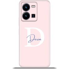 Cupcase Vivo Y35 Kılıf Silikon Esnek Kamera Koruma Kişiye Özel Isim Harf Zao Pembe - D