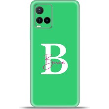 Cupcase Vivo Y33S Kılıf Silikon Esnek Kamera Koruma Kişiye Özel Isim Harf Zao Yeşil - B