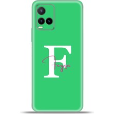 Cupcase Vivo Y33S Kılıf Silikon Esnek Kamera Koruma Kişiye Özel Isim Harf Zao Yeşil - F