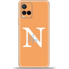 Cupcase Vivo Y21S Kılıf Silikon Esnek Kamera Koruma Kişiye Özel Isim Harf Zao Turuncu - N