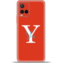 Cupcase Vivo Y21S Kılıf Silikon Esnek Kamera Koruma Kişiye Özel Isim Harf Zao Kırmızı - Y