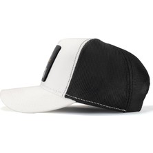 BlackBörk V1 Trucker Aslan - 7 Kod Logolu Beyaz-Siyah Şapka (Cap)