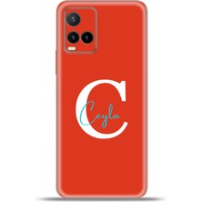 Cupcase Vivo Y33S Kılıf Silikon Esnek Kamera Koruma Kişiye Özel Isim Harf Zao Kırmızı - C