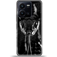 Cupcase Vivo Y22S Kılıf Esnek Silikon Kamera Koruma 4K Desenli Özel Tasarım - Mamba Yilan