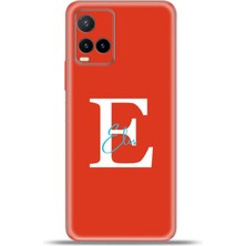 Cupcase Vivo Y21S Kılıf Silikon Esnek Kamera Koruma Kişiye Özel Isim Harf Zao Kırmızı - E