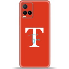 Cupcase Vivo Y33S Kılıf Silikon Esnek Kamera Koruma Kişiye Özel Isim Harf Zao Kırmızı - T