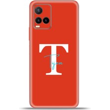 Cupcase Vivo Y21S Kılıf Silikon Esnek Kamera Koruma Kişiye Özel Isim Harf Zao Kırmızı - T