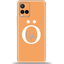 Cupcase Vivo Y21S Kılıf Silikon Esnek Kamera Koruma Kişiye Özel Isim Harf Zao Turuncu - Ö