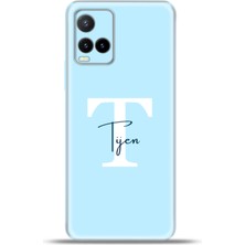 Cupcase Vivo Y21S Kılıf Silikon Esnek Kamera Koruma Kişiye Özel Isim Harf Zao Mavi - T
