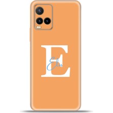 Cupcase Vivo Y21S Kılıf Silikon Esnek Kamera Koruma Kişiye Özel Isim Harf Zao Turuncu - E
