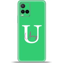 Cupcase Vivo Y33S Kılıf Silikon Esnek Kamera Koruma Kişiye Özel Isim Harf Zao Yeşil - U