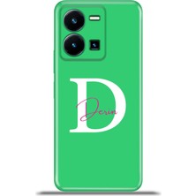 Cupcase Vivo Y35 Kılıf Silikon Esnek Kamera Koruma Kişiye Özel Isim Harf Zao Yeşil - D