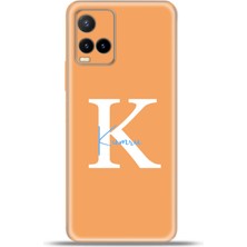 Cupcase Vivo Y21S Kılıf Silikon Esnek Kamera Koruma Kişiye Özel Isim Harf Zao Turuncu - K