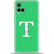 Cupcase Vivo Y21S Kılıf Silikon Esnek Kamera Koruma Kişiye Özel Isim Harf Zao Yeşil - T