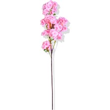 Yapay Lüx Yeşil Yaprak Detaylı Pembe Bahar Dalı 100 cm