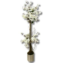Beyaz Bahar Dalı 100 cm 12X12 Metal Saksı