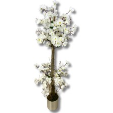 Beyaz Bahar Dalı 100 cm 12X12 Metal Saksı