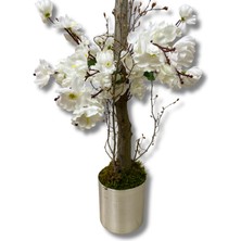 Beyaz Bahar Dalı 100 cm 12X12 Metal Saksı