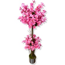 Pembe Bahar Dalı 100 cm 12X12 Metal Saksı