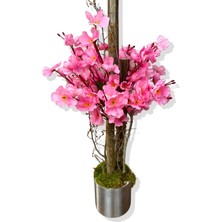 Pembe Bahar Dalı 100 cm 12X12 Metal Saksı