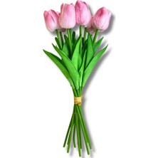 Yapay 10'lu Islak Lale Buketi 33 cm Pembe