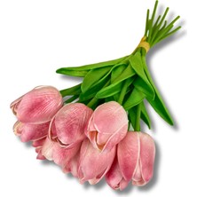 Yapay 10'lu Islak Lale Buketi 33 cm Pembe