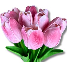 Yapay 10'lu Islak Lale Buketi 33 cm Pembe