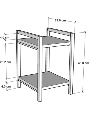 Cmkstore Metal Ahşap Dekoratif Çok Amaçlı Raf 2 Katlı Banyo Mutfak Rafı Çiçeklik Organizer Atlantik Çam