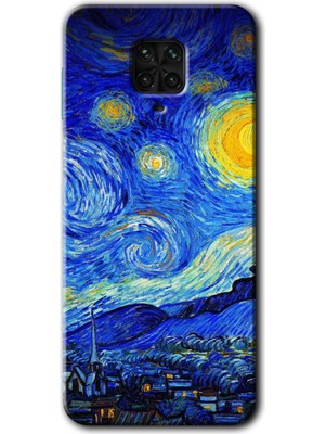 Gramaphone Redmi Note 9 Pro Kılıf Hd Desen Baskılı Arka Kapak + Kırılmaz Cam - Starry Night