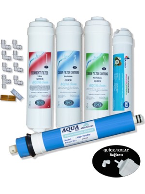 Aqua Clean Inline 5'li Akıllı Filtre Takımı Ihlas Bms Ravent Conax Vb Dirsekli Modellere Uyumlu
