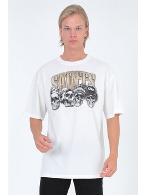 Ghetto Off Limits Saints Oversize T-Shirt Beyaz