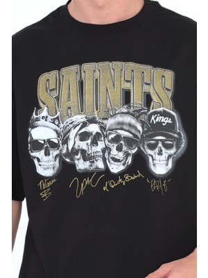 Ghetto Off Limits Saints Oversize T-Shirt Siyah