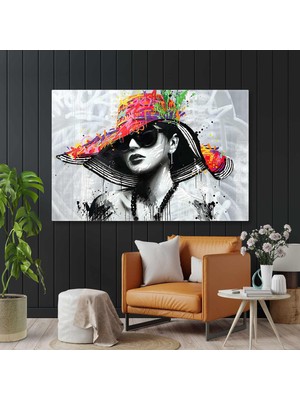 Mavi Saçları Uçuşan Kadın Deniz Kızı Yatay Kanvas Tablo