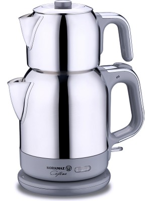 Korkmaz Çaytema Elektrikli Çaydanlık 1.7 Lt Çelik Gövde ve Sıcak Tutma Özelliği ile Hızlı Demleme