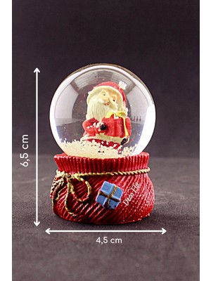 Hediye Filesi Yeni Yıl Noel Baba Hediyeleri Temalı Mini Boy Kar Küresi 6,5 cm