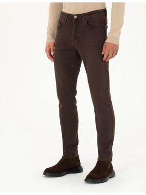 Pierre Cardin Erkek Kahverengi Slim Fit Jean Pantolon 50274329-VR029