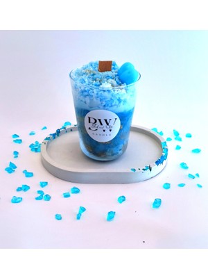 Black And White Candle Blue Ice Candle Milkshake Görünümlü Dekoratif Mum ve Sunum Tepsisi