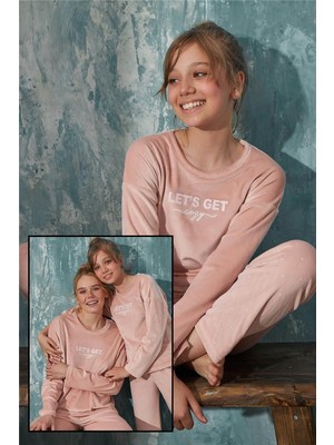 Pijama Evi Somon Lets Get Kadife Anne Kız Aile Pijaması - Çocuk Takımı