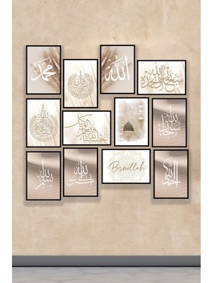 Artavessa 12 Parça Siyah Çerçeve Görünümlü Mdf Tablo Seti